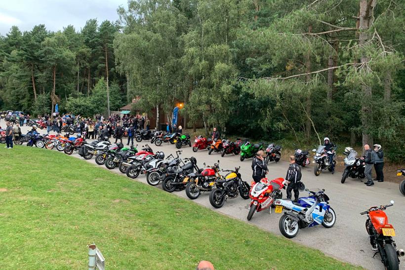 Motorcycles parked up at Willingham Woods