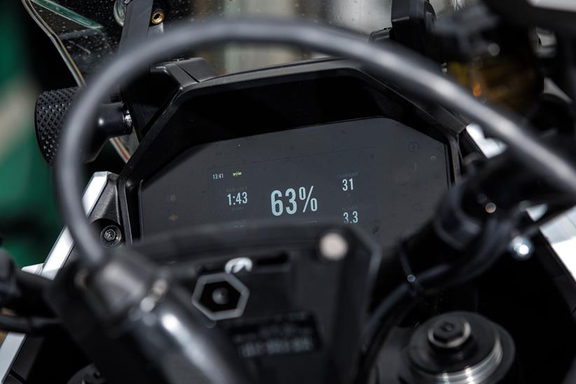 Electric motorcycle charging indicator on TFT dash