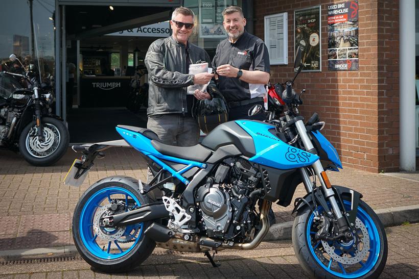 Chris collecting his bike from Lee at Bridge Motorcycles