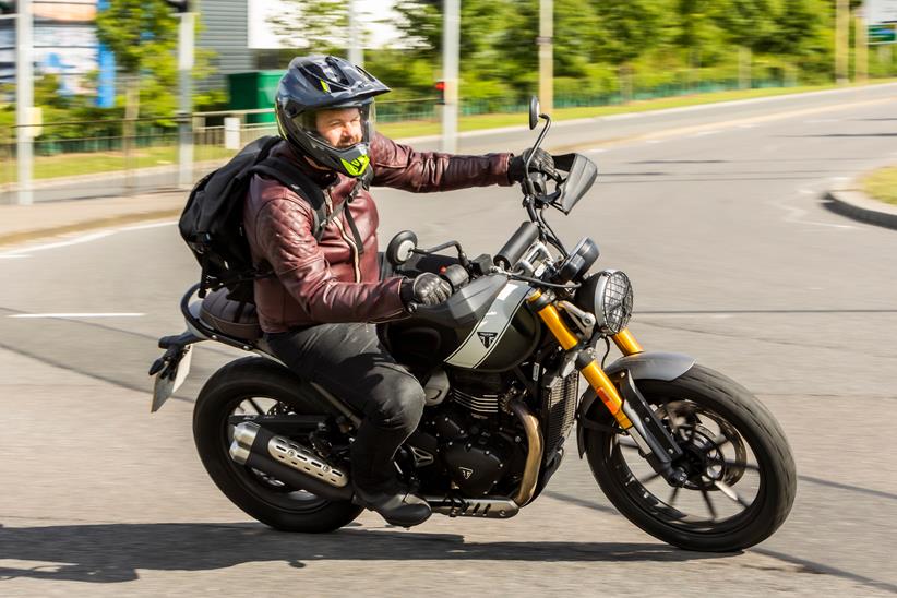 MCN fleet Triumph Scrambler 400 X ridden on the road