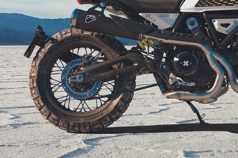 Ducati Scrambler RR241 concept swingarm and high mounted exhaust