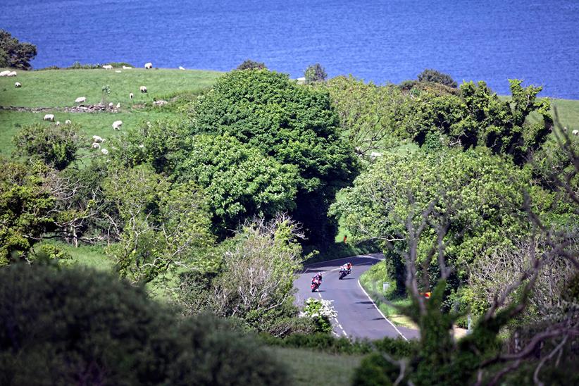 Action from the Isle of Man TT from drone