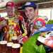 Michael Rutter drinking a beer with teammate David Jefferies