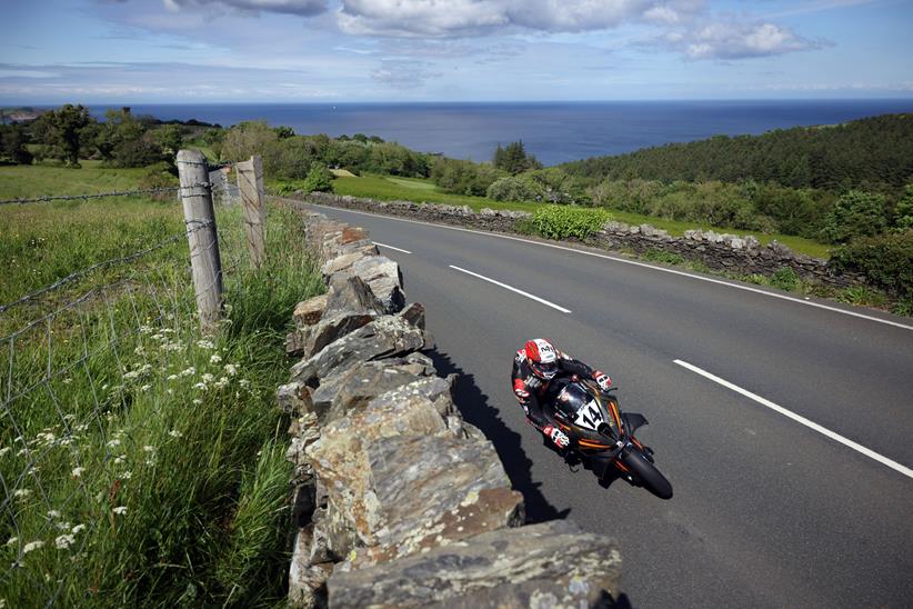 Michael Rutter riding on the Isle of Man TT course