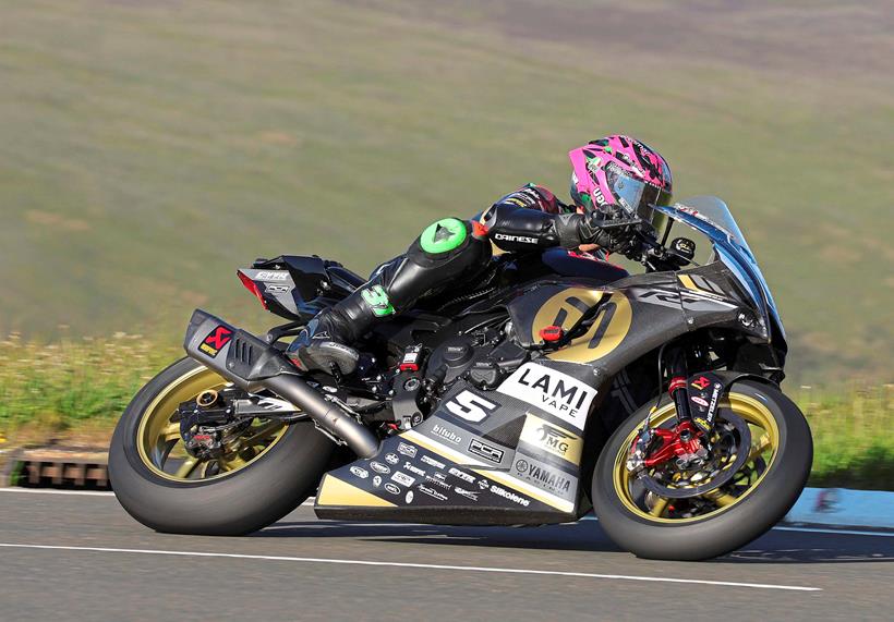 James Hillier aboard the Yamaha racing at the Isle of Man TT in 2023