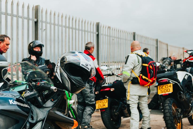 Motorcycles parked up waiting to board a Steam Packet ferry