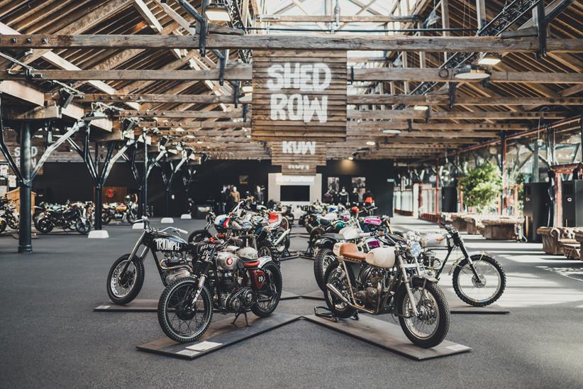 A number of retro custom builds at the Bike Shed London Show