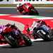 Marc Marquez chases down Jorge Martin during the sprint at Mugello