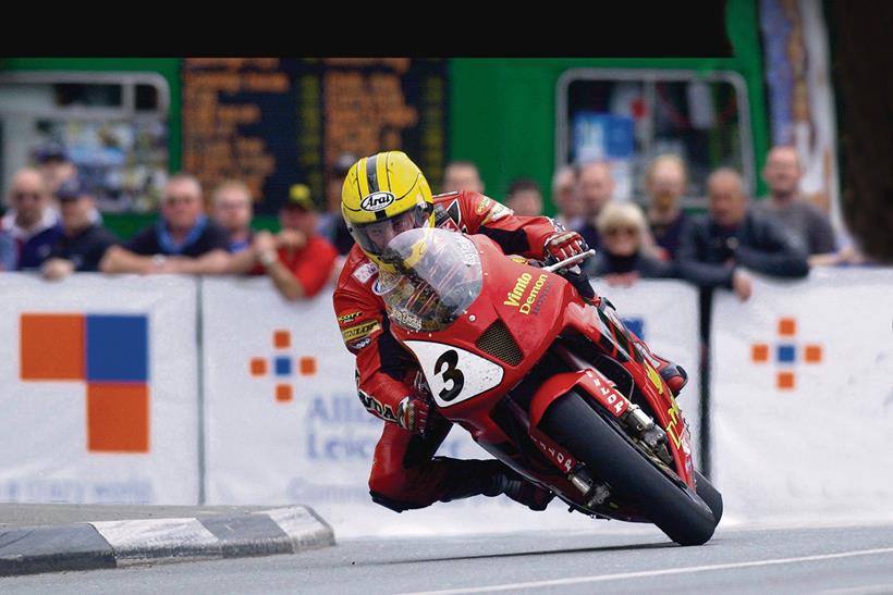 Joey Dunlop racing at the Isle of Man TT