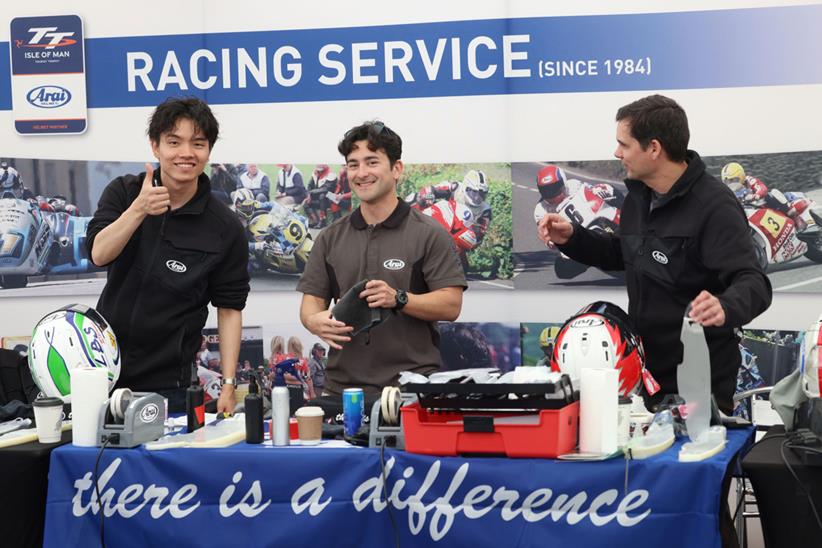 Arai's technicians at the 2024 Isle of Man TT