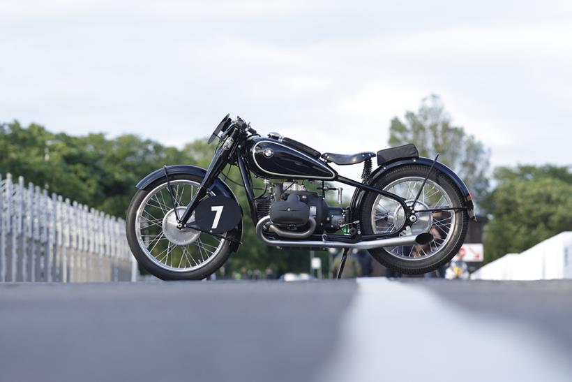 A side view of the recently restored BMW R255/1 Kompressor race bike