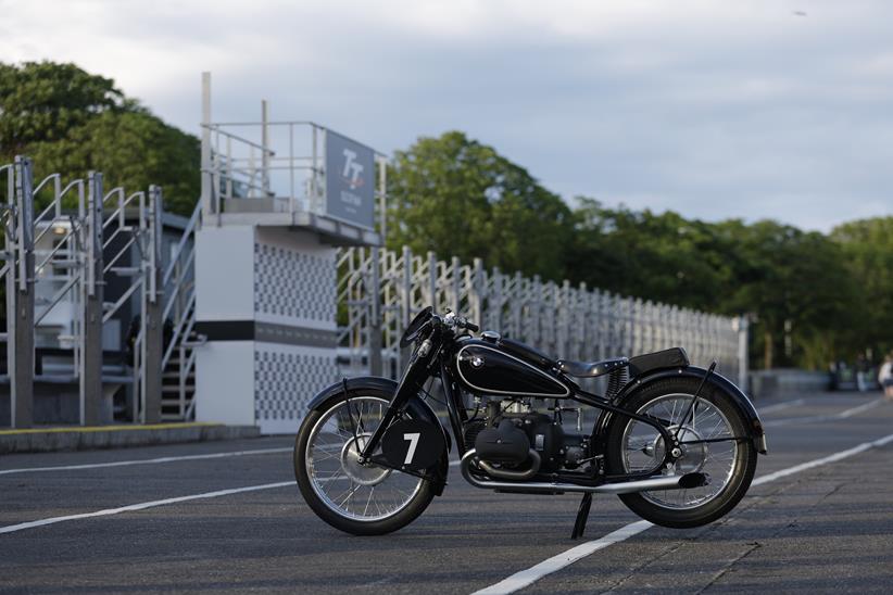 The newly restored BMW R255/1 Kompressor in the Isle of Man TT pitlane