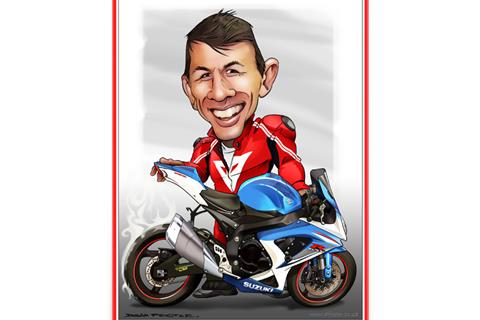 Bike & rider immortalised in caricature