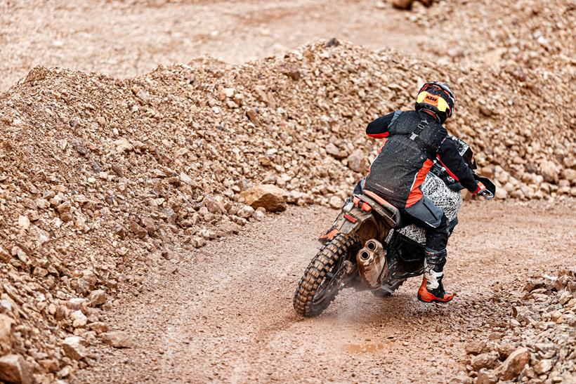 A rear view of the KTM AMT adventure concept