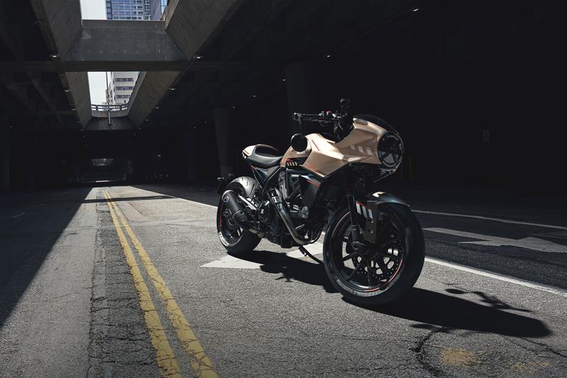 Ducati cafe racer Scrambler Concept urban shot