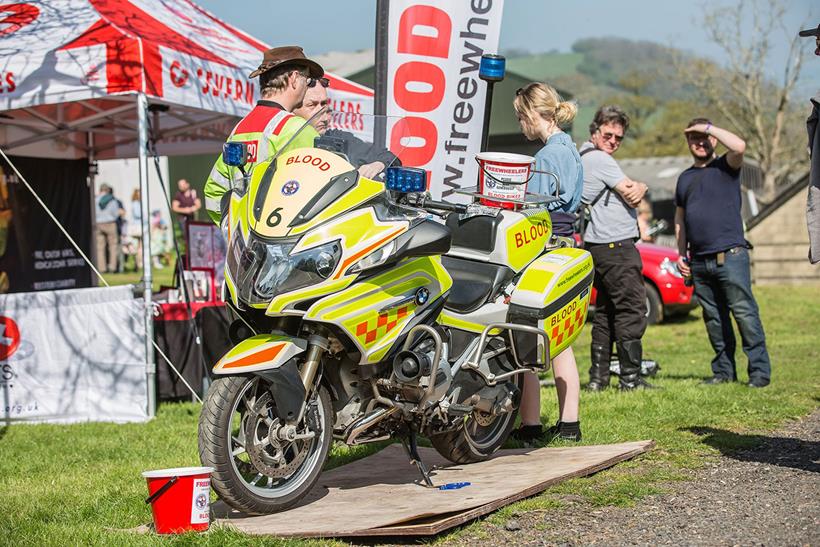 A Blood Bikes motorcycle parked at the event