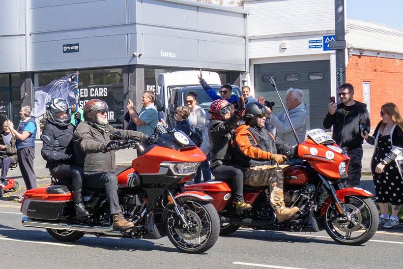 Liliana Myers rides side by side with Si King into Barrow - Credit Gemma Thompson