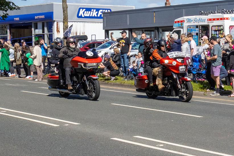 Liliana Myers rides side by side with Si King into Barrow -Credit Gemma Thompson