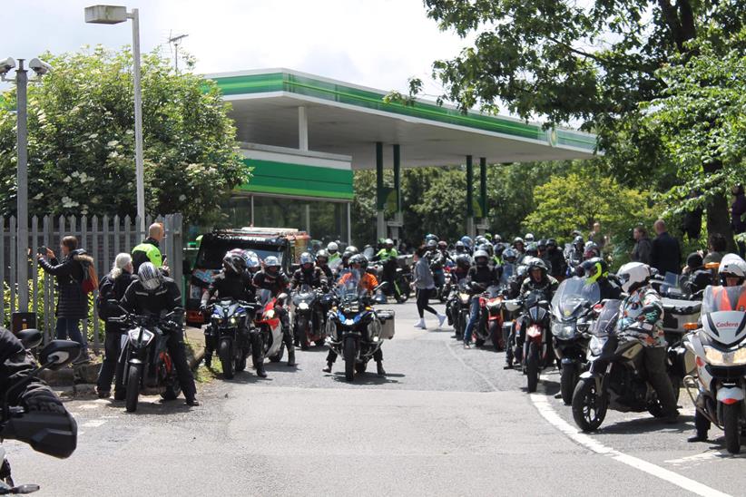 Bikers fill the service station - Credit Mark Spindley