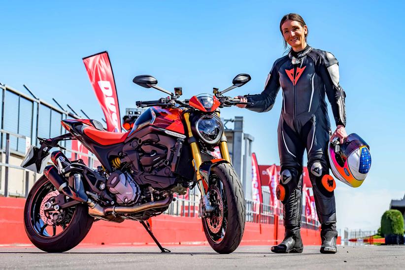 Emma Franklin with the Ducati Monster SP