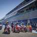 Classic Yamaha race bikes in the Jerez pitlane