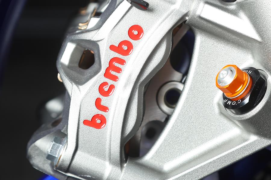 2024 Yamaha MT-09 SP detailed shot of the Brembo Stylemas