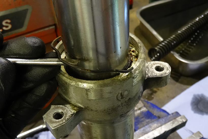 Removing fork seal clips on a motorcycle