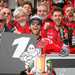 Enea Bastianini celebrates victory at Silverstone with the Ducati team