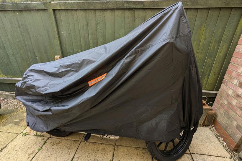 Motorcycle with cover on