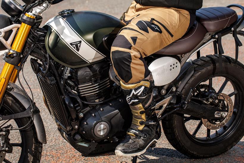 Alpinestars Venture XT trousers sitting on a motorcycle