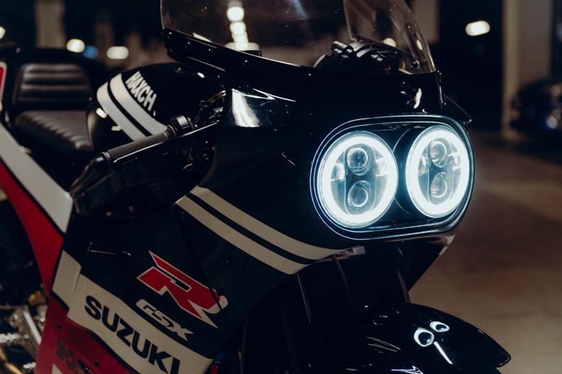 Custom Suzuki Slabside headlight closeup