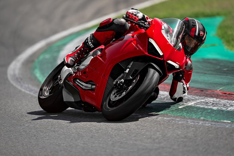 Ducati Panigale V2 on track cornering left