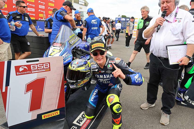 Ryan Vickers celebrates victory at Thruxton