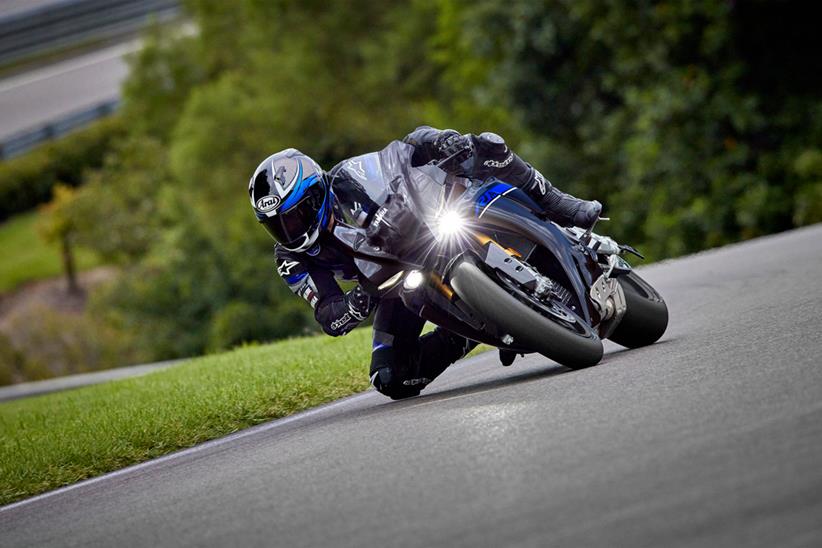 Yamaha R1 on track cornering right