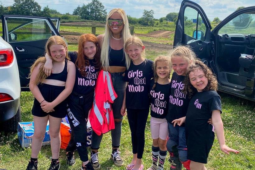 Lauren Collingwood and six of her young motocross students