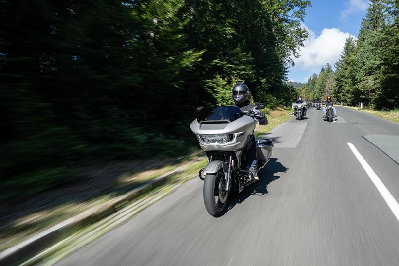 Harley-Davidson Street Glide being ridden on the road