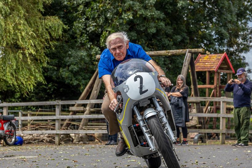 Sammy Miller riding classic motorcycle