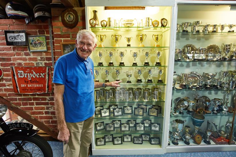 Sammy Miller with his trophy collection