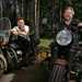 Ewan McGregor and Charley Boorman sit on classic motorcycles