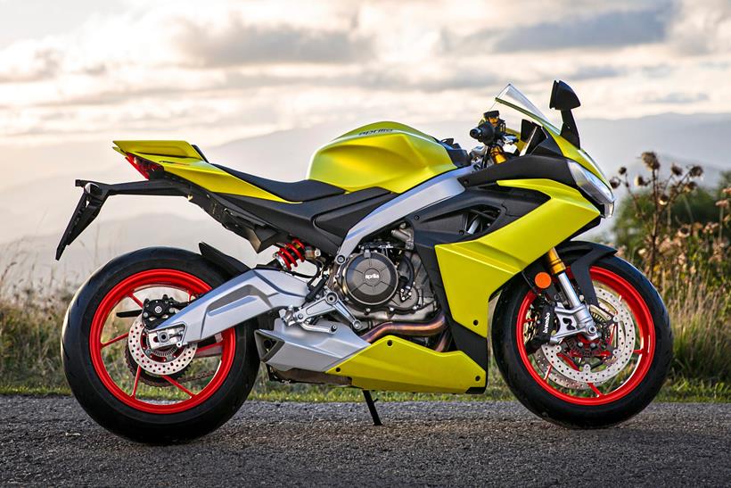 Beautiful yellow paint on the Aprilia RS660