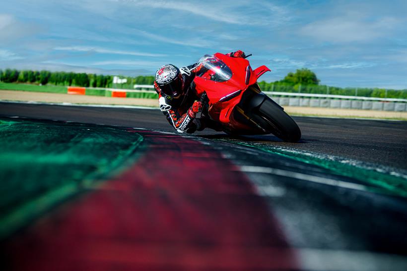 Ducati Panigale V4 on track cornering right