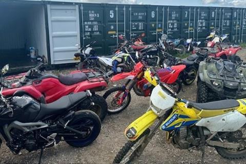 Police seize 15 motorbikes and quads from containers to target nuisance riders on stolen machines