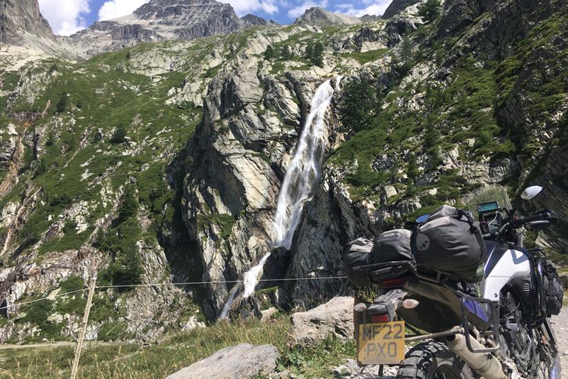 Yamaha Tenere 700 with mountain backdrop