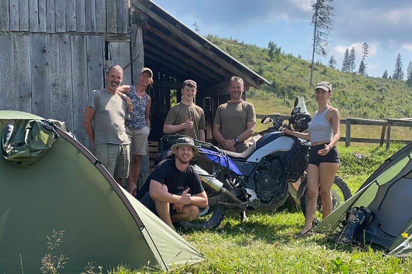 Luke Blackley with group during his trip