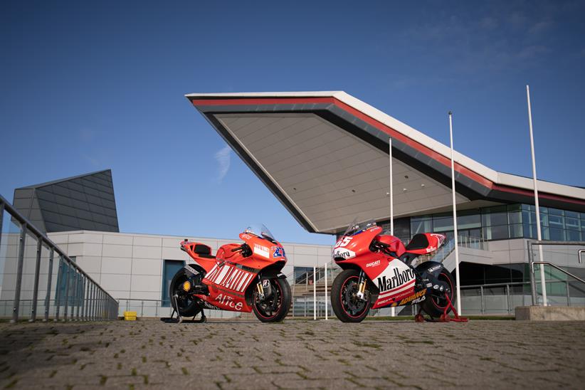 Ex-Stoner and Capirossi MotoGP Ducatis lined up together