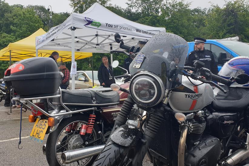 Motorcycles parked at Kent MAG anti theft event