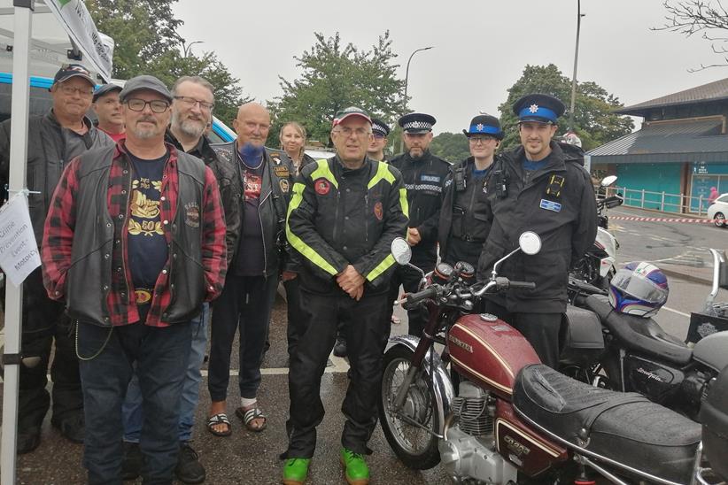 Riders stand for a photo at Kent MAG anti theft event