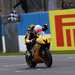 Kyle Ryde crosses the line in third at Donington Park during the 2015 World Supersport season.