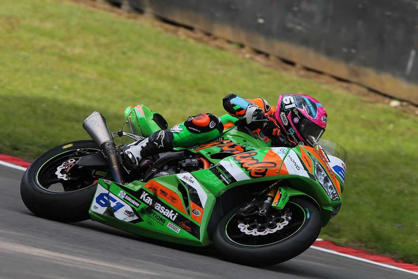 Ben Currie onboard the Gearlink Kawasaki at Brands Hatch