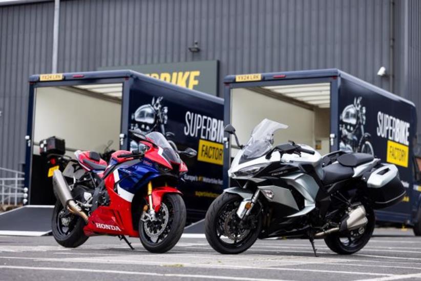 A Honda Fireblade and Kawasaki Z1000SX at SuperBike Factory